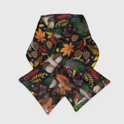 Шарф-пуховик 3D Фон с лесными грибами