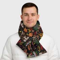 Шарф-пуховик 3D Фон с лесными грибами - фото 2