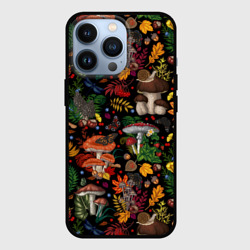 Чехол для iPhone 13 Pro Фон с лесными грибами