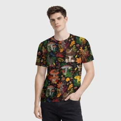 Мужская футболка 3D Фон с лесными грибами - фото 2
