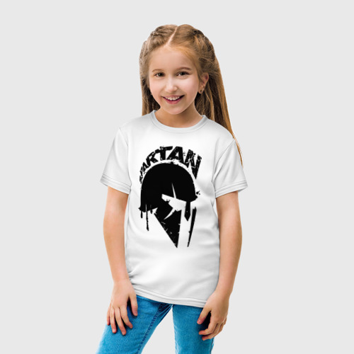 Детская футболка хлопок с принтом Спартанец - шлем, вид сбоку #3