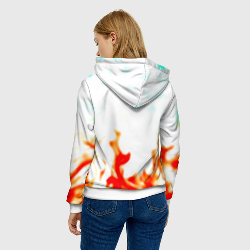 Женская толстовка 3D с принтом Раст в огне лого, вид сзади #2