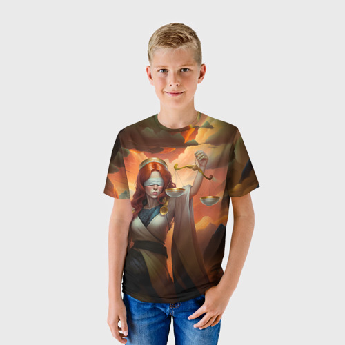 Детская футболка 3D с принтом Фемида, фото на моделе #1