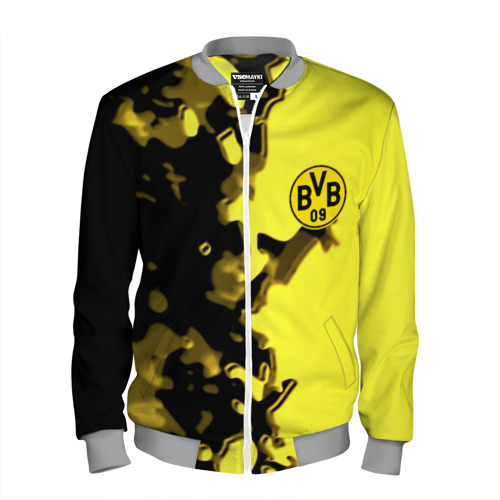 Мужской бомбер 3D Borussia sport geometry yellow, цвет меланж