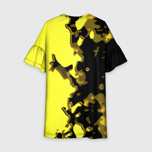 Детское платье 3D с принтом Borussia sport geometry yellow, вид сзади #1