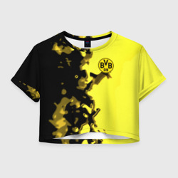 Женская футболка Crop-top 3D Borussia sport geometry yellow