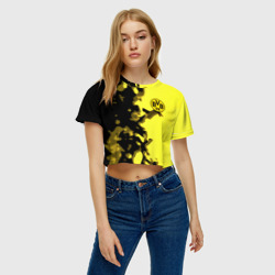 Женская футболка Crop-top 3D Borussia sport geometry yellow - фото 2