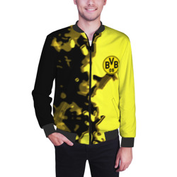 Мужской бомбер 3D Borussia sport geometry yellow - фото 2