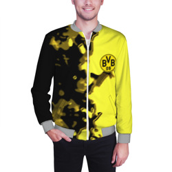 Мужской бомбер 3D Borussia sport geometry yellow - фото 2