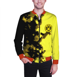 Мужской бомбер 3D Borussia sport geometry yellow - фото 2