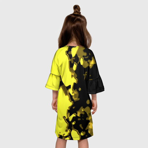 Детское платье 3D с принтом Borussia sport geometry yellow, вид сзади #2