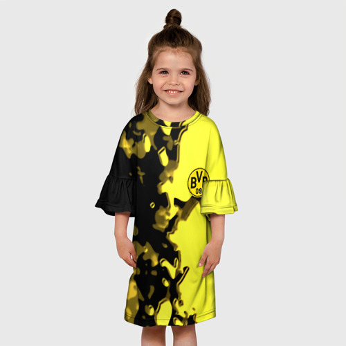 Детское платье 3D с принтом Borussia sport geometry yellow, вид сбоку #3