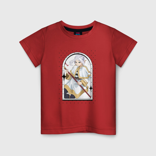 Детская футболка хлопок с принтом Красотка Фрирен, вид спереди #2