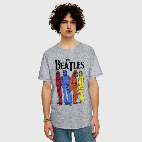 Мужская футболка хлопок Oversize с принтом The Beatles all, фото на моделе #1