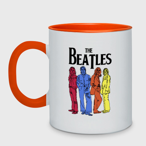 Кружка двухцветная с принтом The Beatles all, вид спереди #2