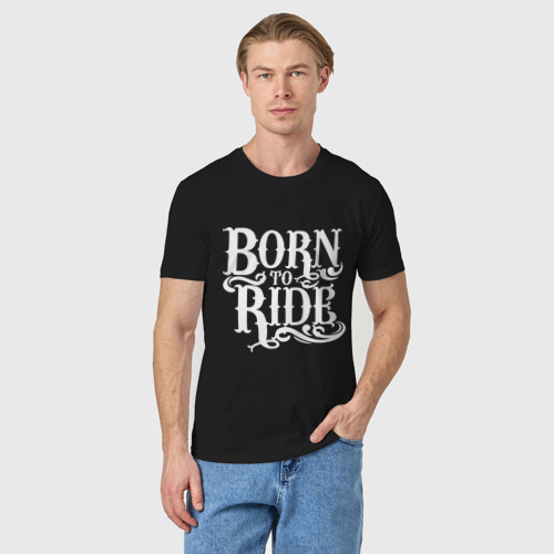 Мужская футболка хлопок Born to ride - рожденный ездить, цвет черный - фото 3