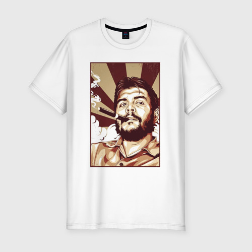 Мужская футболка хлопок Slim с принтом Эрнесто - портрет, вид спереди #2