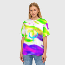 Женская футболка oversize 3D Quake flame neon - фото 2