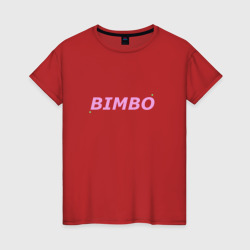 Женская футболка хлопок Bimbo розовый текст