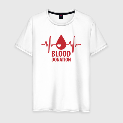 Мужская футболка из хлопка с принтом Донорство крови, вид спереди №1