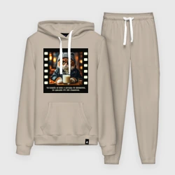 Женский костюм с толстовкой хлопок Рыжий кот крестный отец: просишь без уважения