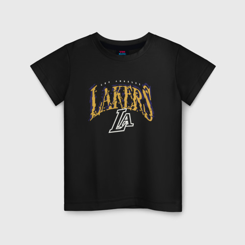 Детская футболка хлопок Lakers los angeles suga glitch nba, цвет черный