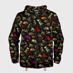 Мужская ветровка 3D Colorful dinosaur - skeletons