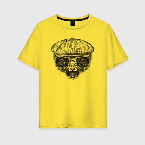 Женская футболка хлопок Oversize с принтом Детеныш ягуара пацан, вид спереди #2