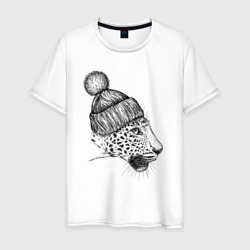 Леопард в шапке – Мужская футболка хлопок с принтом купить со скидкой в -20%