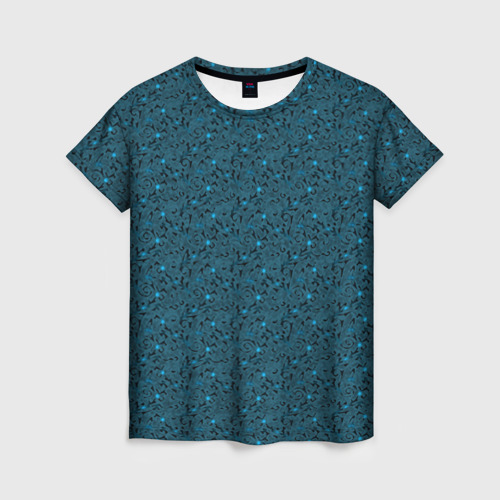 Женская футболка 3D Ажурный бирюзовый паттерн, цвет 3D печать