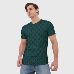 Мужская футболка 3D Благородный зелёный паттерн узоры - фото 2