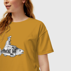 Женская футболка хлопок Oversize Капитан на рыбе - фото 2