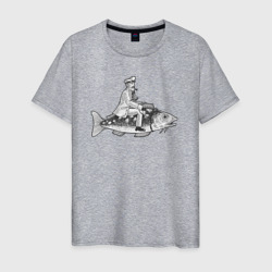 Капитан на рыбе – Мужская футболка хлопок с принтом купить со скидкой в -20%