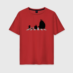 Женская футболка хлопок Oversize Totoro abbey road
