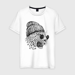 Ягуар в шапке – Мужская футболка хлопок с принтом купить со скидкой в -20%