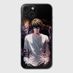 Чехол для iPhone 15 силиконовый с защитой камеры Эл Лоулайт и Рюк - Тетрадь смерти