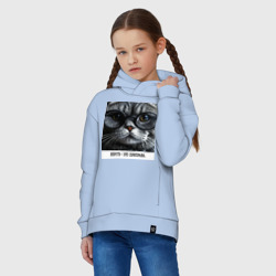 Детское худи Oversize хлопок Мем кот в очках: шерсть это приправа - фото 2