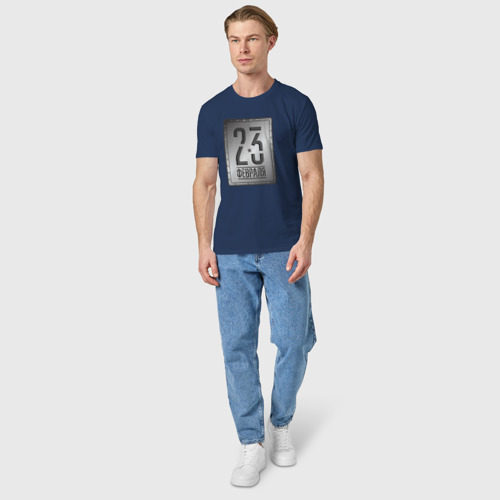 Мужская футболка хлопок 23 февраля металлик шильдик, цвет темно-синий - фото 5