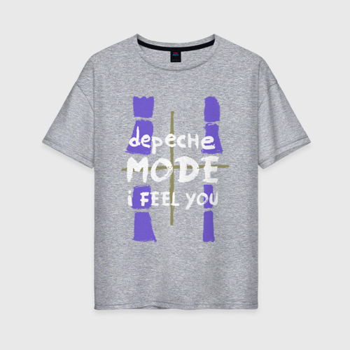 Женская футболка хлопок Oversize с принтом Depeche Mode - I feel you single, вид спереди #2
