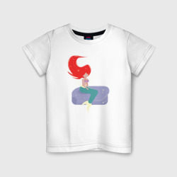 Русалочка сидит на камне - минимализм – Детская футболка хлопок с принтом купить со скидкой в -20%