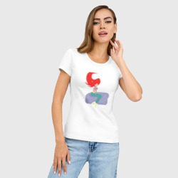 Женская футболка хлопок Slim Русалочка сидит на камне - минимализм - фото 2