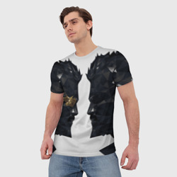 Мужская футболка 3D Адам Дженсен в отражении deus ex - фото 2