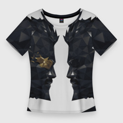 Женская футболка 3D Slim Адам Дженсен в отражении deus ex