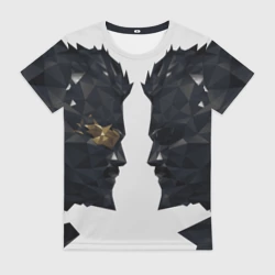 Женская футболка 3D Адам Дженсен в отражении deus ex