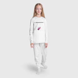 Пижама с принтом Два сердца рядом для ребенка, вид на модели спереди №3. Цвет основы: белый