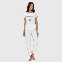 Пижама с принтом Два сердца рядом для женщины, вид на модели спереди №3. Цвет основы: белый