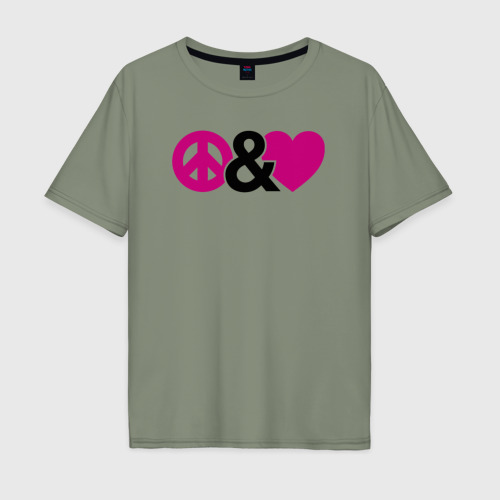 Мужская футболка хлопок Oversize с принтом Peace and love, вид спереди #2