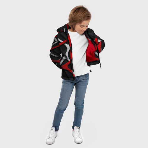 Зимняя куртка для мальчиков 3D с принтом Mitsubishi - texture, вид сбоку #3