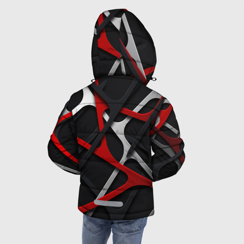 Зимняя куртка для мальчиков 3D с принтом Mitsubishi - texture, вид сзади #2