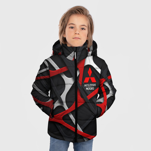 Зимняя куртка для мальчиков 3D с принтом Mitsubishi - texture, фото на моделе #1